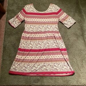 Floral Striped Kids Dress - Pink and White